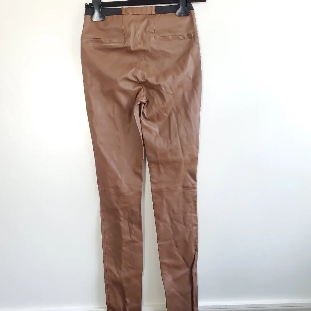 New Bagatelle City Stretch 100% Leather High Waisted Brown Leggings Pants NWT XS
